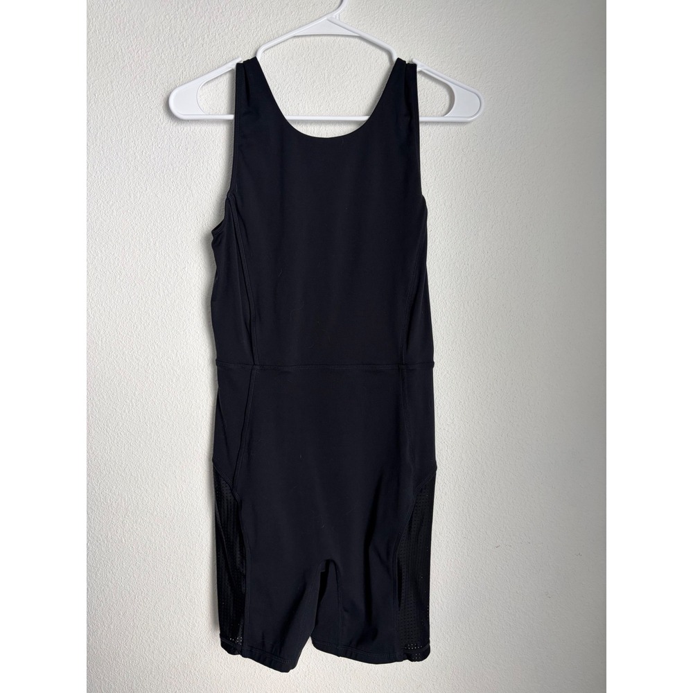 Fabletics Womens Black Mesh Panel Athletic‎ Romper Bodysuit Size Medium M